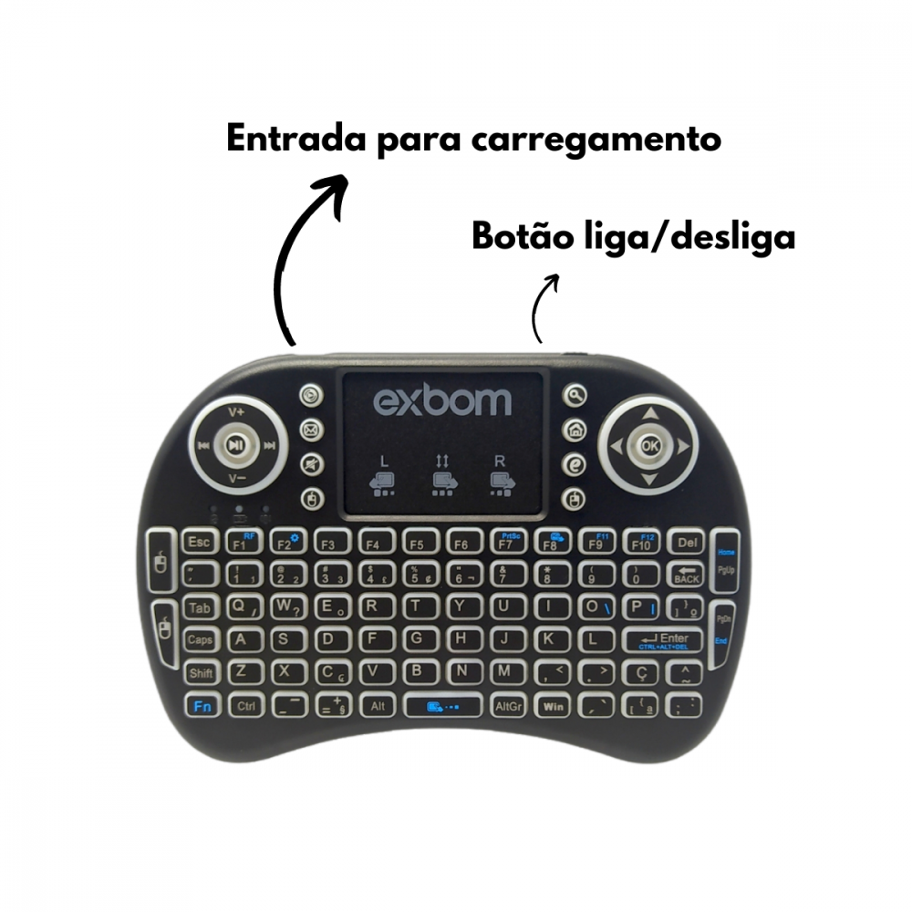 Jonh variedades drop mini teclado led bluetooth wireless receptor usb